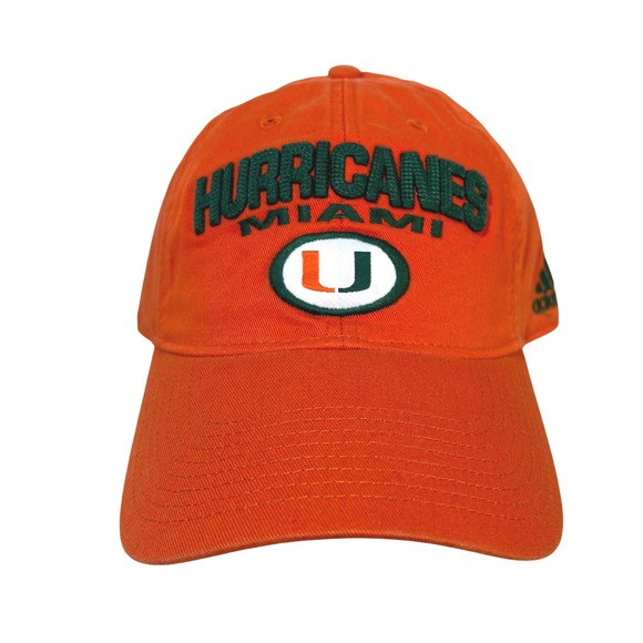 Miami‎ Hurricanes Adidas Orange Adjustable Baseball Cap Hat NCAA Mens - Picture 1 of 7